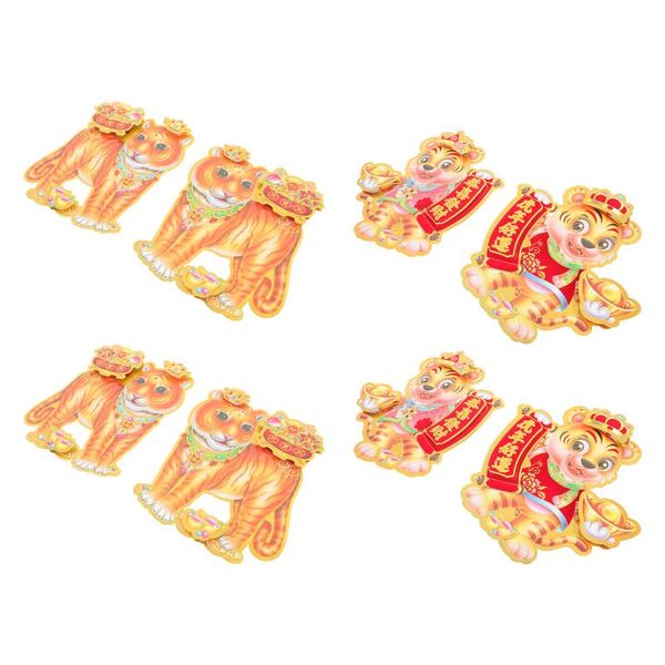 

greeting cards 6 pairs flocking tiger couplet door wall paste stickers