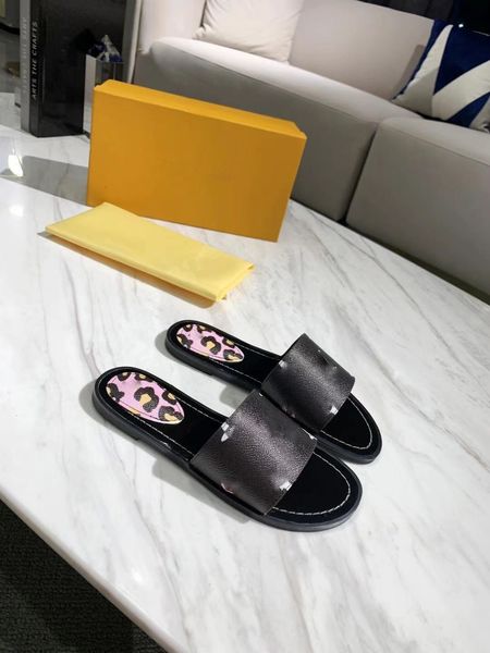

2022 lock it flat mule slippers designer womens luxurys designers sandals genuine leather ladies dauphine outdoor casual slipper flip flops, Black
