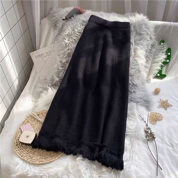 

new women 2021 autumn winter fashion female warm knitted a-line ladies high waist elegant skirt party club skirts a454dafh, Black