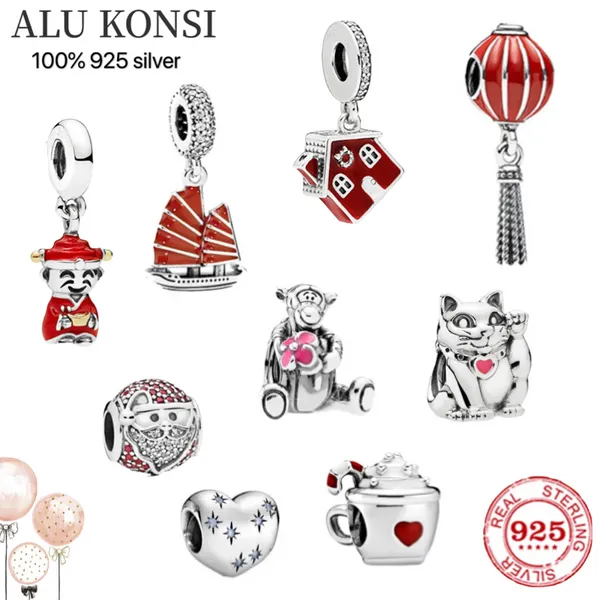 Lüks Fit Orijinal 100% 925 Ayar Gümüş Charms Pan Boncuk Kadınlar için Moda Otantik DIY Takı Noel Hediyesi