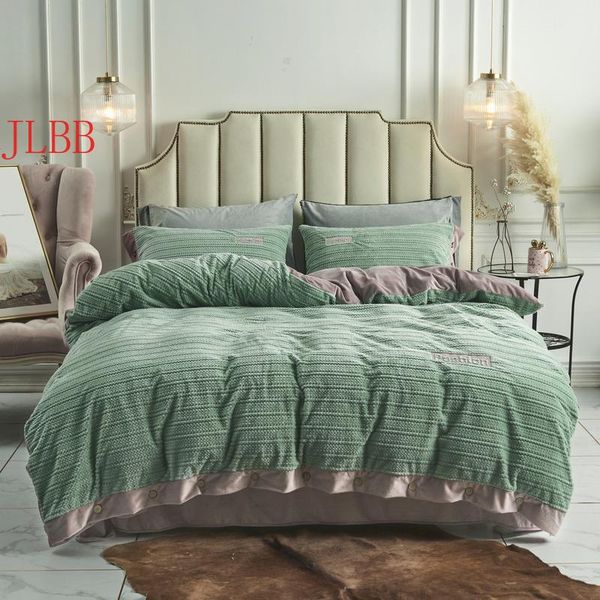 

bedding sets winter warm set fashion coral fleece duvet cover crystal velvet flat sheet thicken bed with button
