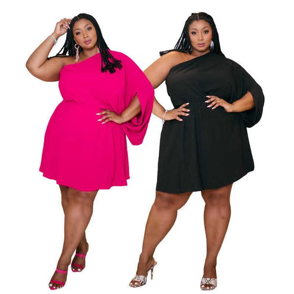 

large women's temperament solid color loose waist single sleeve drs, Black;gray