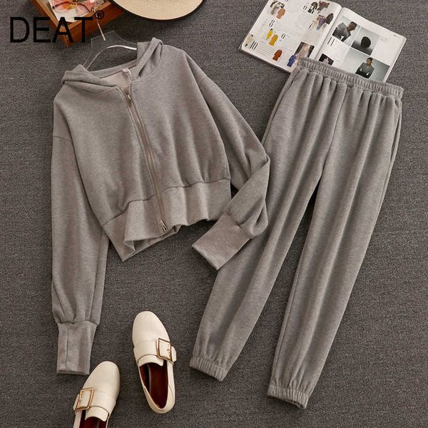 

deat women black hooded sweater long pants arrivals two piece set temperament fashion spring summer 11d776 210709, White