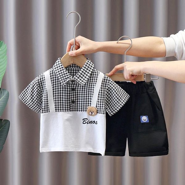 

clothing sets hylkidhuose summer baby boys toddler infant casual short sleeve cartoon bear shirt shorts kids children clothes, White