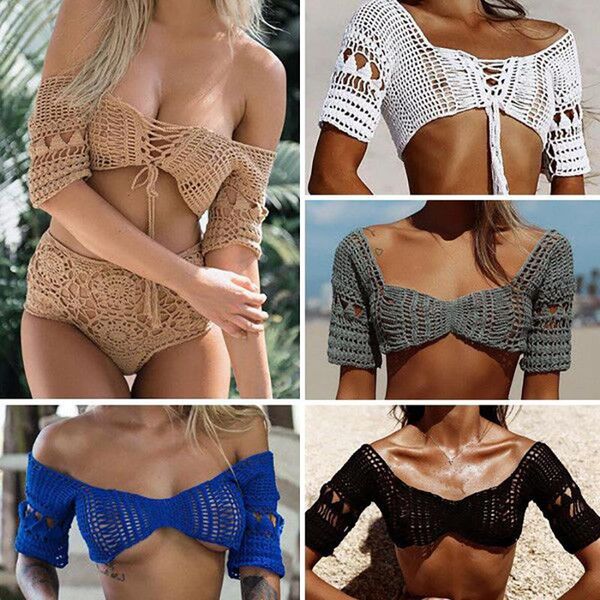 

msormosia handmade crochet openwork strap bikini beach ladies swimsuit jacket bohemian beach knit swimsuit swimwear women