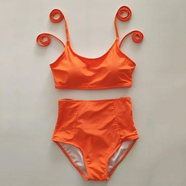 

women's swimwear brand beach bikini set swimsuit push up women solid high waist girls wear bathing suit 3 colors, White;black