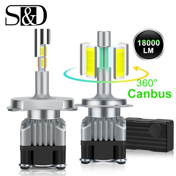 

18000lm 4 sides canbus h7 headlight h1 turbo h4 9005 hb3 9006 hb4 led h8 h11 bulb 6500k lamp 360 degree diode auto fog light