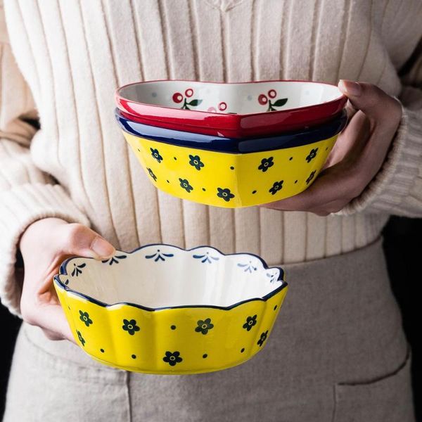 

bowls ceramic cherry bowl fruit salad heart round shape breakfast rice tableware for kids cutlery dessert noodles