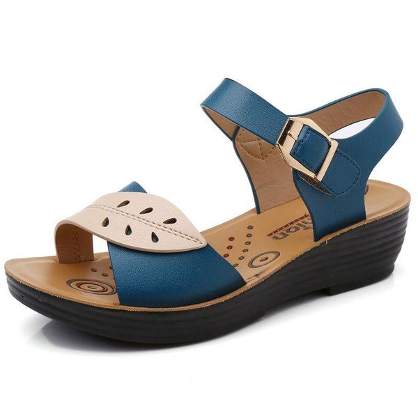 

sandals summer women's flat knit mesh breathable female ladies casual elastic comfort women block heel shoes, Black