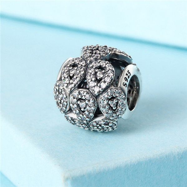 925 Sterling Silber Cascading Glamour Clear CZ Charm Bead passend für europäische Pandora Jewelry Charm-Armbänder und Halsketten