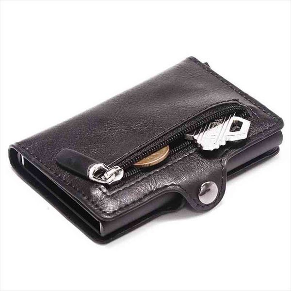 

rfid wallet men money bag mini purse male aluminium card small clutch leather thin carteras, Red;black