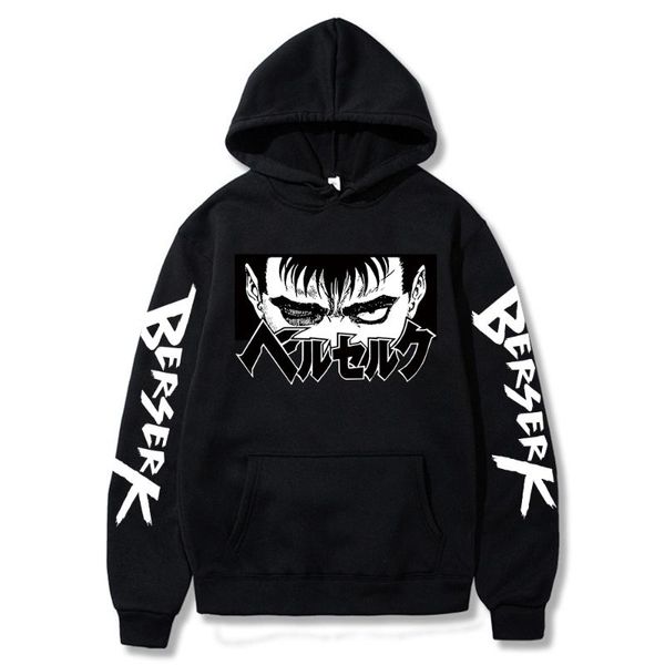

men's hoodies & sweatshirts anine berserk guts eyes graphic hooded men women 90s funny cartoon clothes loose casual long sleeve hip hop, Black