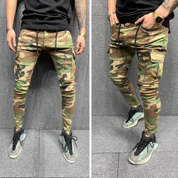 

men's jeans stretch small feet camouflage overalls high waist comfortable casual fit, Blue