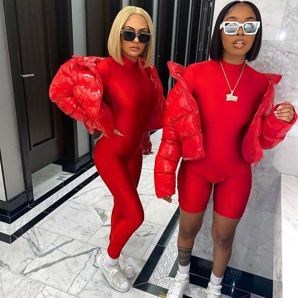 

autumn solid mock neck sporty jumpsuit long sleeve outdoor sports casual fitness jogging romper one piece active playsuits, White;black