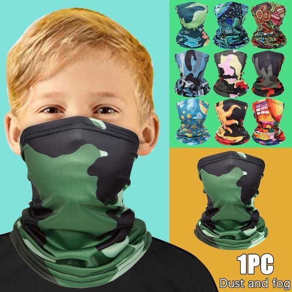 

cycling caps & masks 1pcs kids outdoor bandana scarf print ear face cover sports windproof neck tube dust riding bandana#a351, Black