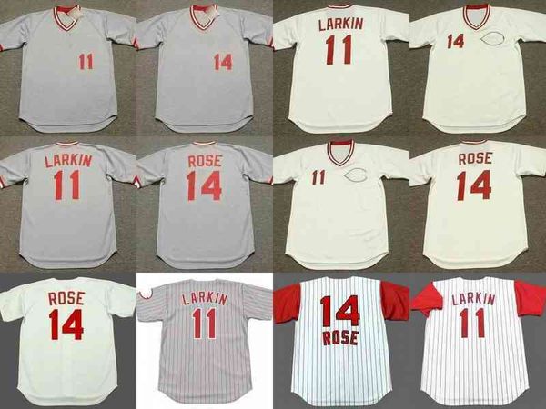 

11 barry larkin 14 pete rose baseball jersey men women youth stitched, Black
