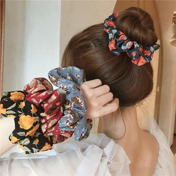 

hair accessories woman scrunchies floral ties sweet girls rose flower elastic bands headwear ponytail holder