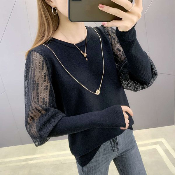 

women's half high collar knitted bottomed shirt with spring dress, White;black