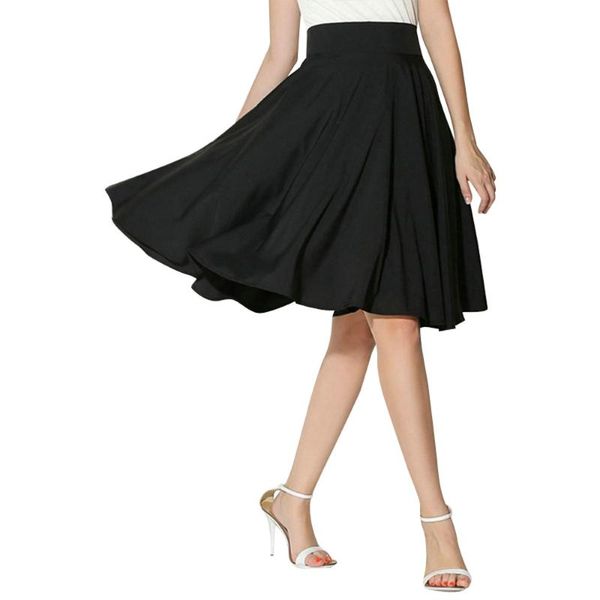 

jaycosin woman skirts casual medium knee-length skirts retro stylish female high waist femininas vintage long skirt, Black