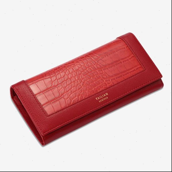 

crocodile pattern women pu leather wallets female long purses money phone pocket ladies wallet card holder clutch, Red;black