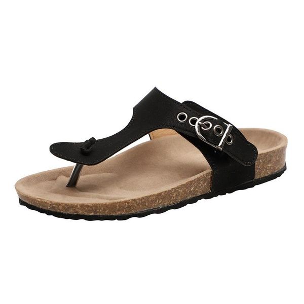 

slippers women ladies summer comfortable flat heel flip flops sandals slipper beach shoes fashion round toe shoe outside apr 25, Black