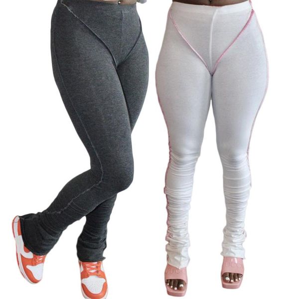 

women's pants & capris 2021 autumn women jogger skinny fitness sportwear long high waist solid color clothes for outfit, Black;white
