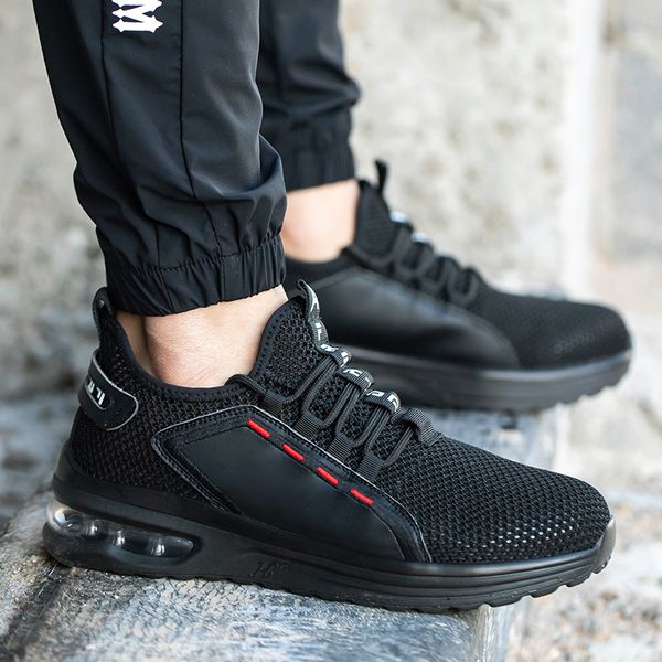

work safety shoes fashion work sneakers men shoes steel toe shoes puncture-proof work men security boots 2021, Black