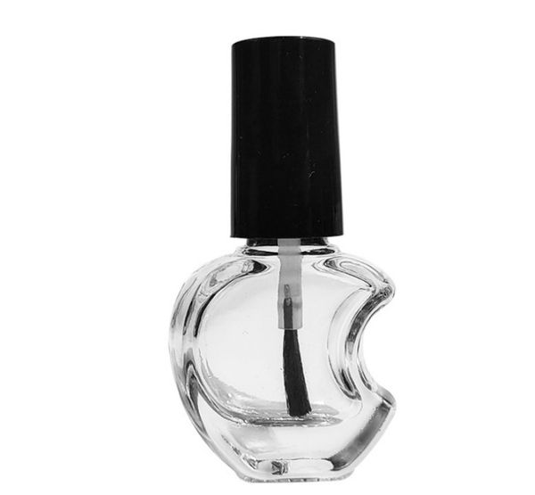 5 ml leere Nagellackflasche aus Glas, herzförmig, rund, quadratisch, Apfelform, transparenter Kosmetikbehälter, Klarglas-Nagelkleberflasche für