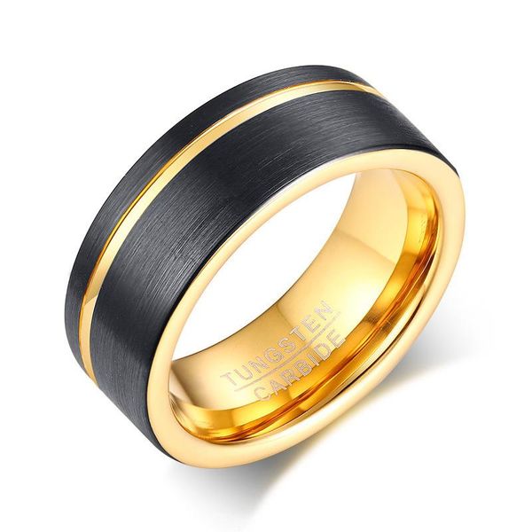 Fedi nuziali High Quanlity Maschio Balck Color oro Anello in acciaio al tungsteno Mens Carbide Jewelry 8MM