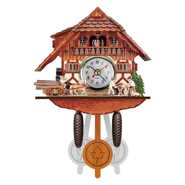 

wall clocks antique wooden cuckoo clock bird time bell swing alarm watch home art decor right