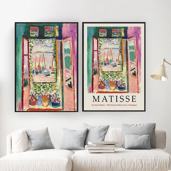 

paintings henri matisse abstract painting the open window minimal illustration wall art canvas prints vintage poster pictures decor