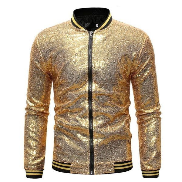 

men royal blue sequin nightclub jacket autumn new streetwear male sequins jackets and coats baseball bomber jacket, Black;brown
