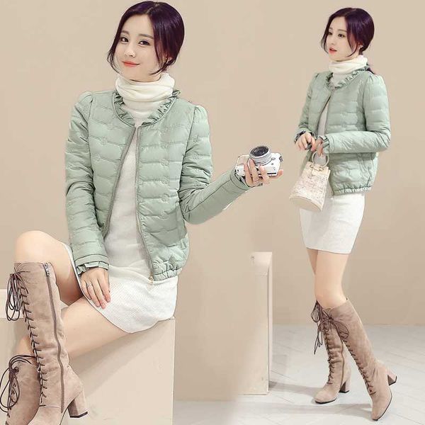 

2021 new winter cotton women's short coat thin down women outwear sweet jackets short parka coats, Black