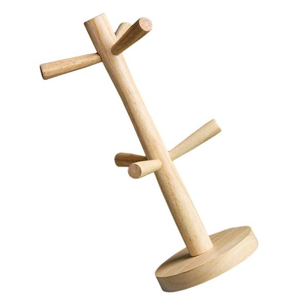 

hangers & racks 1pc household cup draining rack wood storage stand display (wood)