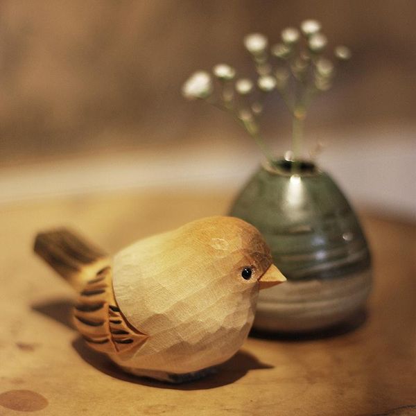

decorative objects & figurines little fat bird handmade home crafts wood carving birds pendant solid ornaments