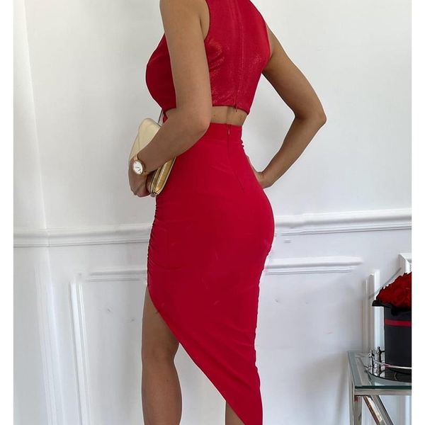 

casual dresses summer high waist sleeveless party dress solid v-neck irregular hem sheath bodycon hollow pleated slim, Black;gray