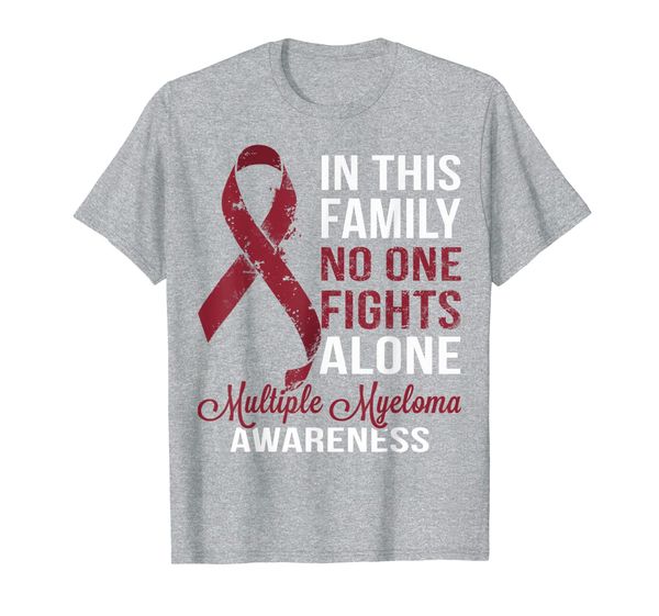 

multiple myeloma awareness ribbon - no one fights alone, White;black