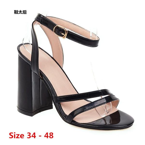 

sandals summer pumps ankle strap gladiator shoes women high heels sandal lady pump small big size 34 - 48, Black