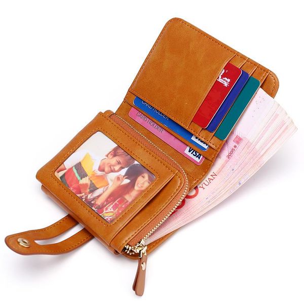 

wallets fashion genuine leather women wallet and purses coin purse female small card holder vintage cowhide bag for girls ladies, Red;black