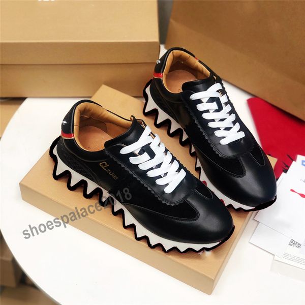 

men sports casual shoes womens classic soft leather trainers shark sneakers espadrilles platform shoe flat chaussures comfort shoes, Black