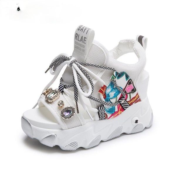 

sandals plataforma robusta feminina sapatos com salto robusto designers esportivos moda casual gladiador de 8cm altura 2021, Black