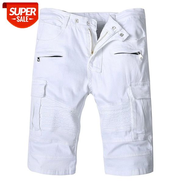 

new jeans men shorts white denim pants lightweight knee length stretch denim jeans fashion casual white trousers dropshipping #0s2n, Black