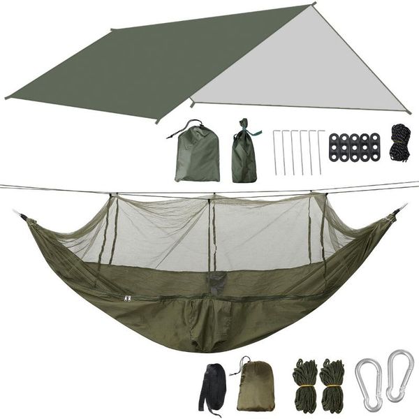 

camp furniture mosquito net hammock canopy set outdoor quick-open rain-proof shade hanging bed strength parachute fabric sleep swing