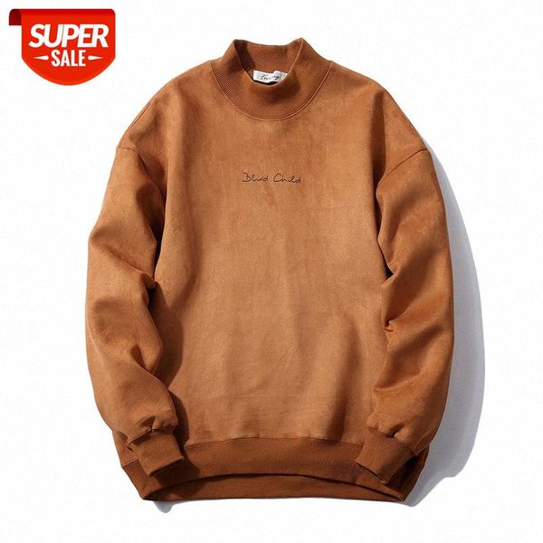 

half-collar sweater men's trendy hip-hop loose bf lazy style pullover couple bottoming clothes #sa7c, Black