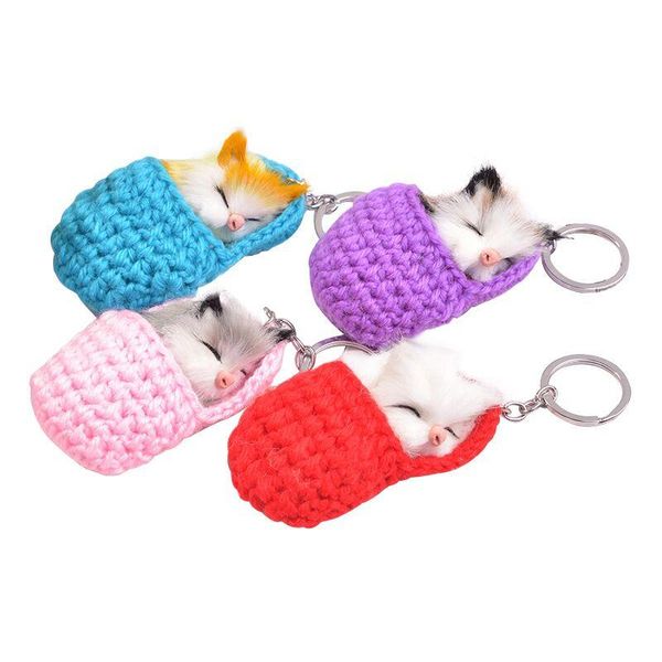 

keychains 2021 cat plush keychain metal pet key ring bag charm animal couple car keyring gift women jewelry, Silver