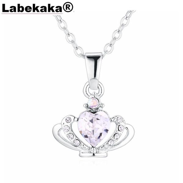 

pendant necklaces labekaka classic crown crystal necklace engagement jewelry, Silver