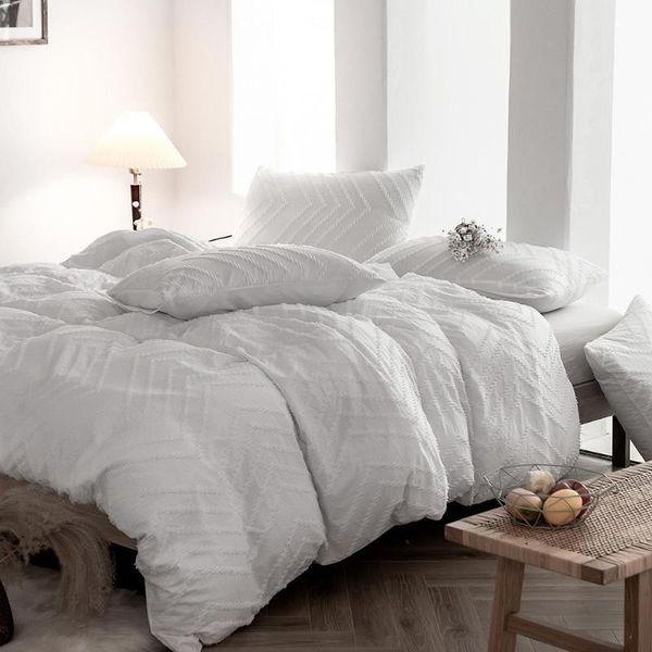 

bedding sets 3pcs/sets simple solid color plaid duvet cover pillowcase us size twin  king full set