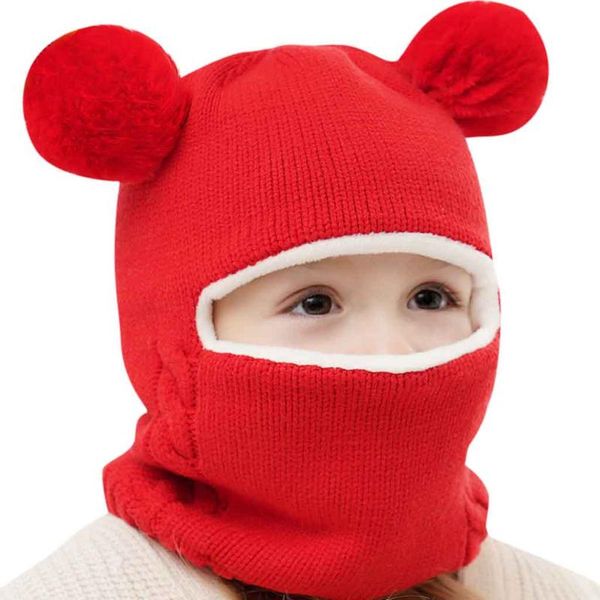 

caps & hats baby boy girl winter children thicken windproof ear protection kids warm pompom autumn plush velvet hooded scarf, Yellow