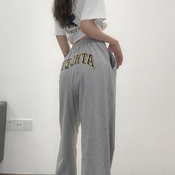 

loose high waist letter print harem pants women fashion drawstring casual trousers female autumn y2k streetwear pants, Black;white
