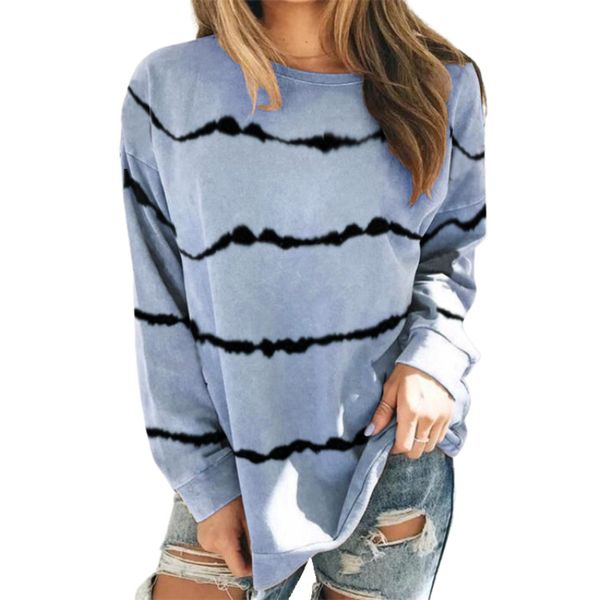 

women's plus size oversized s-5xl long sleeve designer 100% cotton tie dye style fashion striped sansoisan women t-shirt elastic femme, White